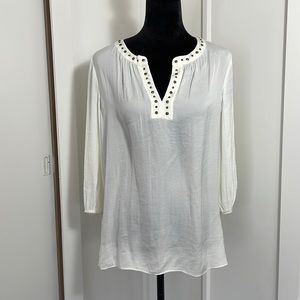 Investments cream studded peasant blouse size S